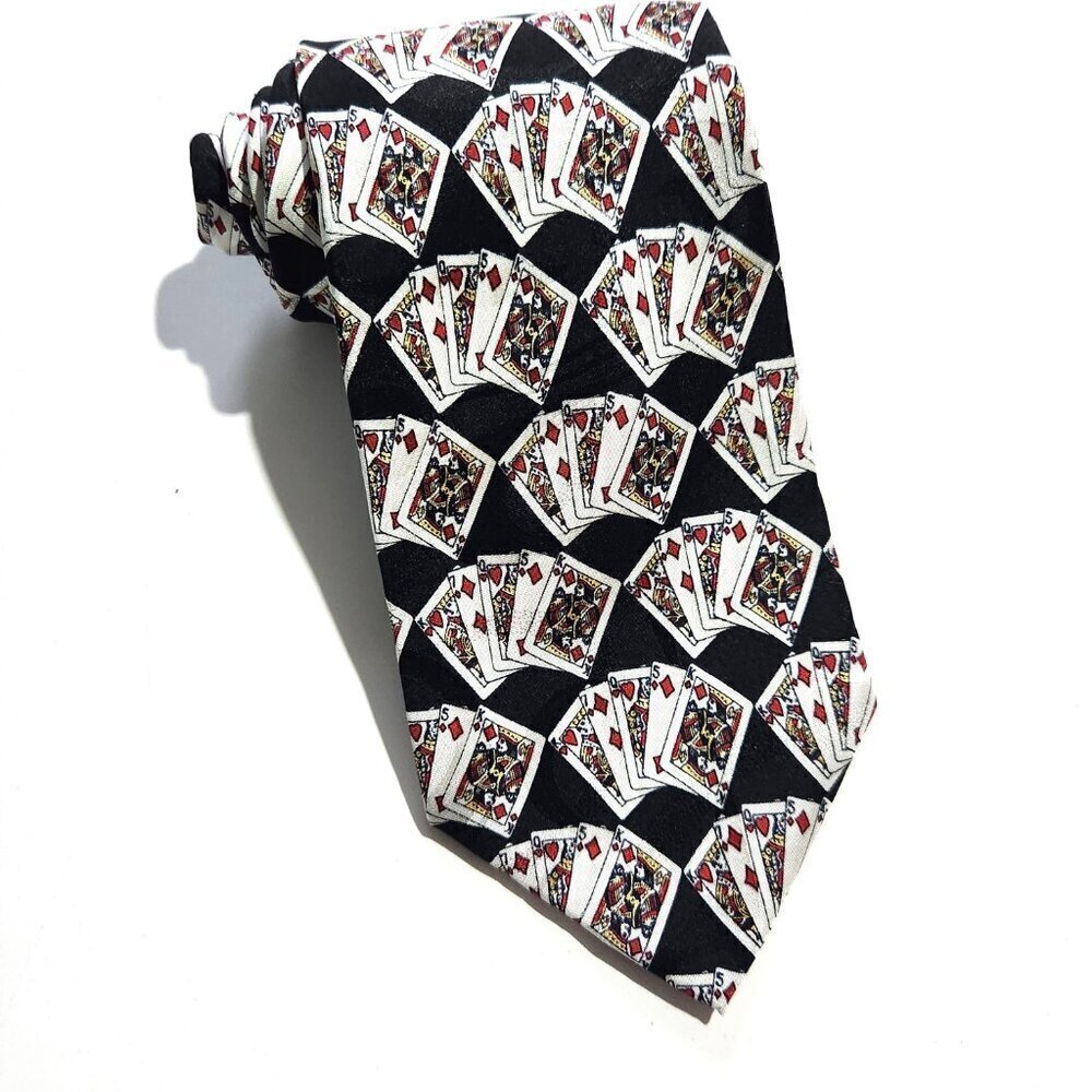 Museum Artifacts Tie Mens Necktie Poker Playing Cards All Silk Handmade